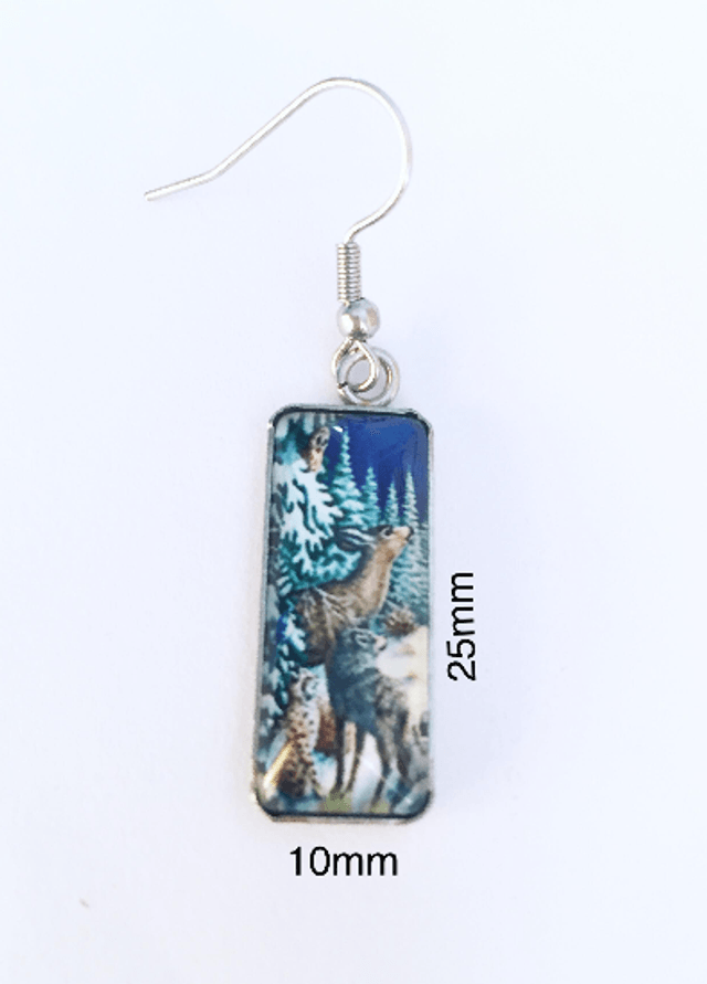Snowy Animal Scene Drop Earrings