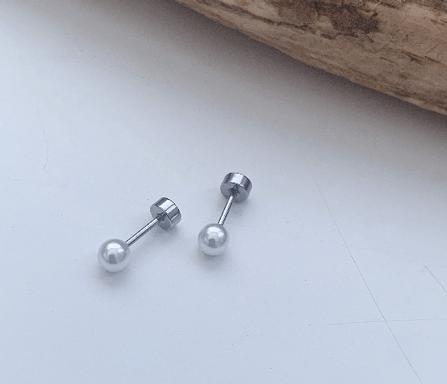 Mini Faux White Pearl Comfort Back Stud Earrings