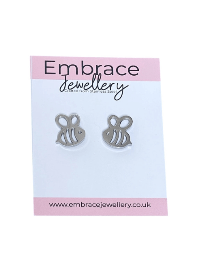 Bee Stud Earrings with Traditional Butterfly Back Fasteners