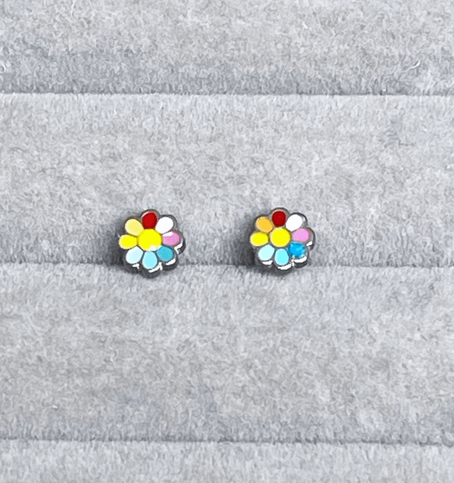 Colourful Flower Mini Comfort Back Studs