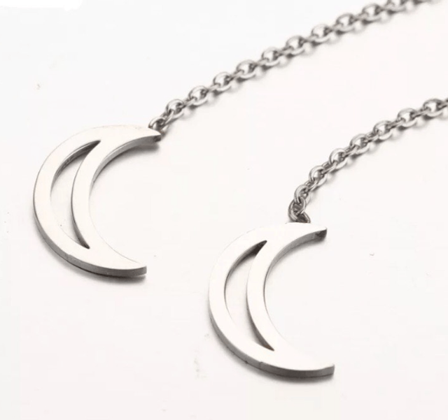 Threader Earrings with Moon Pendant