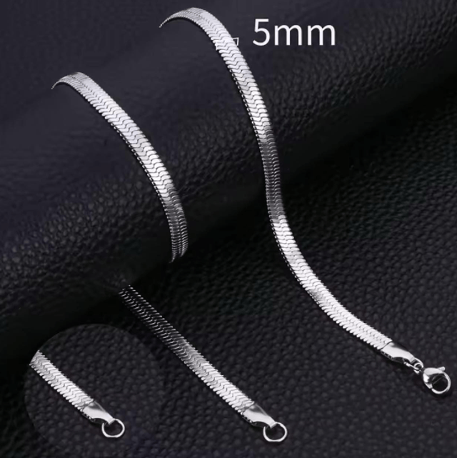 Stainless Steel Herringbone Necklace - 5mm