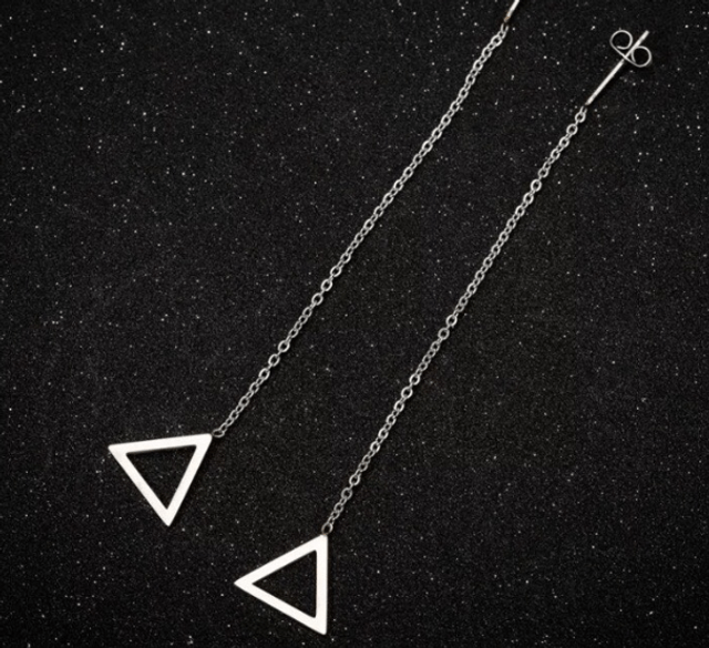 Threader Earrings with Triangle Pendant