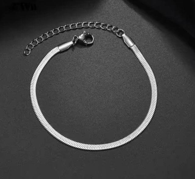 Stainless Steel Herringbone Bracelet - 17cm (Small/Medium)