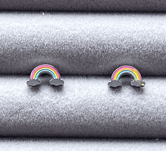 Rainbow Comfort Back Stud Earrings