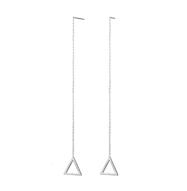 Threader Earrings with Triangle Pendant
