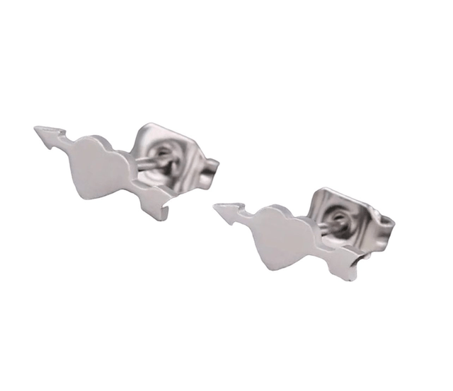 Delicate Heart & Arrow Stud Earrings