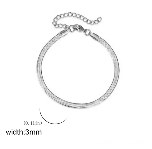 Stainless Steel Herringbone Bracelet - 19.5cm (Large)