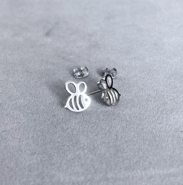 Bee Stud Earrings with Traditional Butterfly Back Fasteners