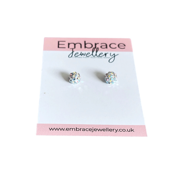 Iridescent Rhinestone 'Disco Ball' Mini Comfort Back Studs