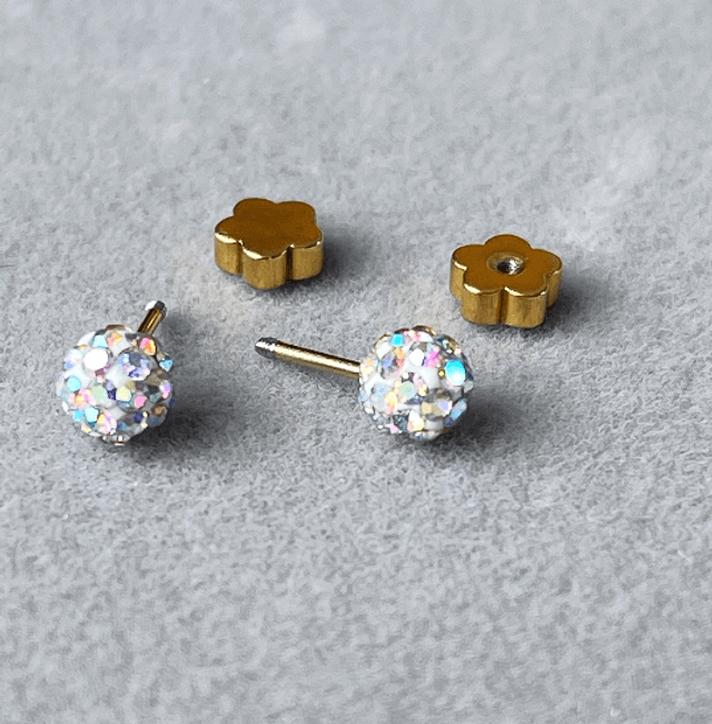 Gold Iridescent Rhinestone Mini Comfort Back Studs