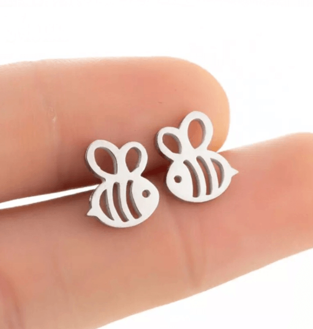 Bee Stud Earrings with Traditional Butterfly Back Fasteners