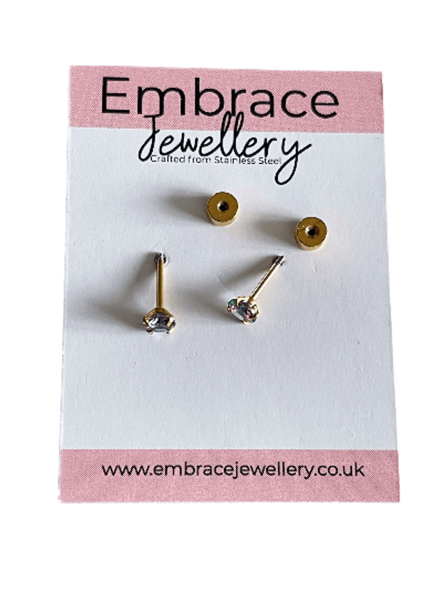 Dark Iridescent Mini Comfort Back Studs (gold plated stainless steel)