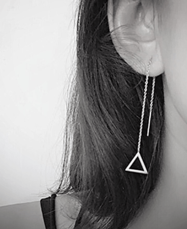 Threader Earrings with Triangle Pendant