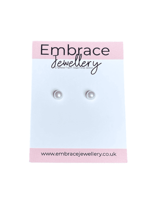Mini Faux White Pearl Comfort Back Stud Earrings