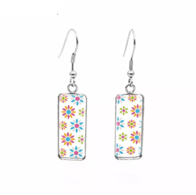 Colourful Flowers Drop Earrings