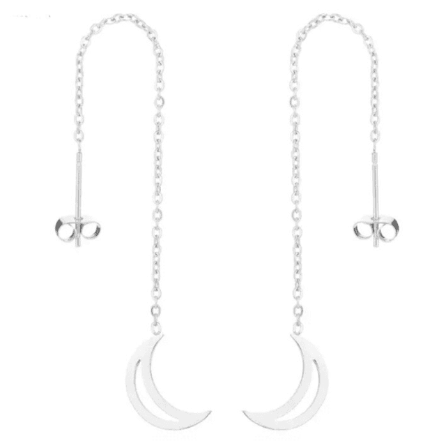Threader Earrings with Moon Pendant