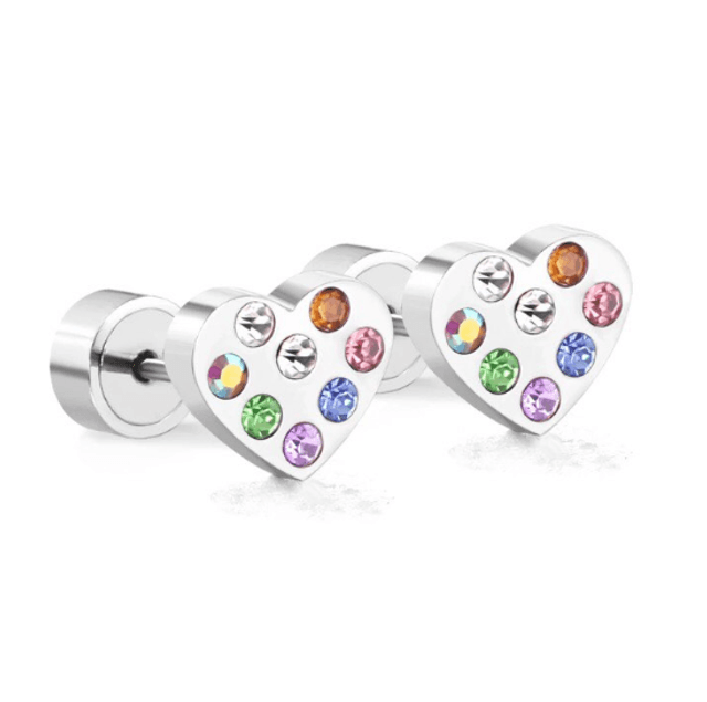 Colourful Hearts Comfort Back Studs