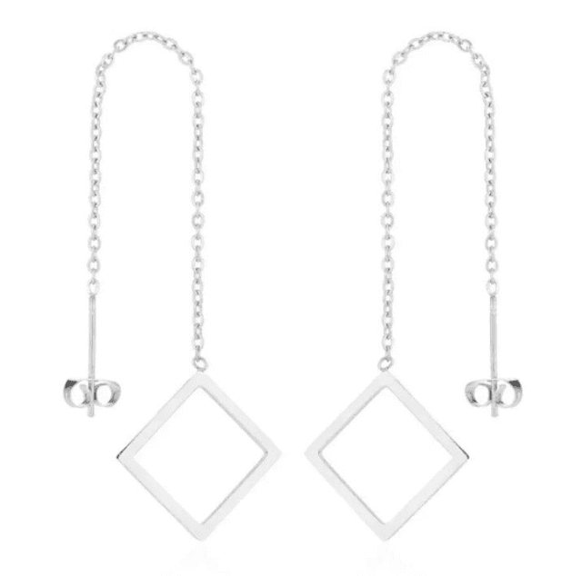 Threader Earrings - Square Pendant