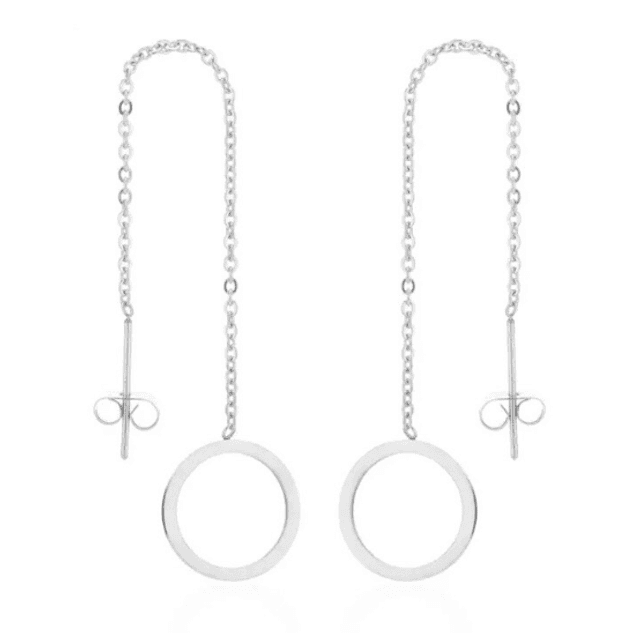 Threader Earrings - Circle Pendant