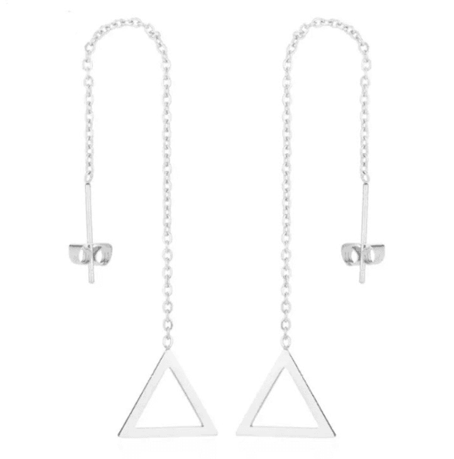 Threader Earrings with Triangle Pendant