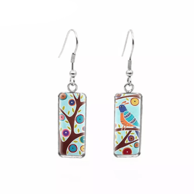 Whimsical Bird &amp; Branch Drop Earrings
