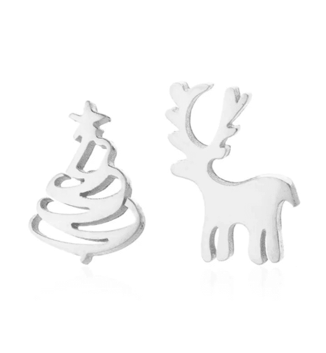 Reindeer &amp; Christmas Tree Stud Earrings