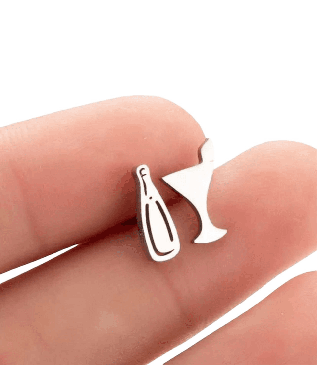 Glass &amp; Bottle Stud Earrings
